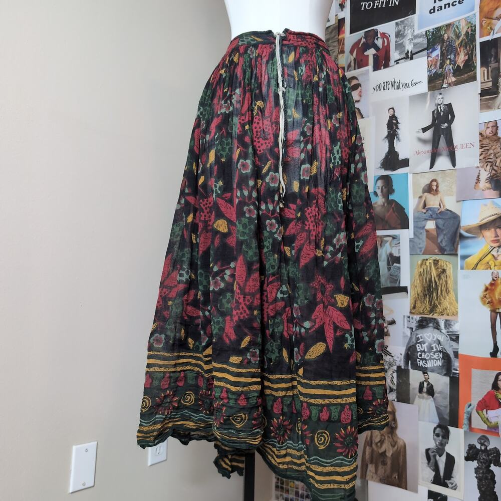 Floral Print Gauze Maxi Skirt